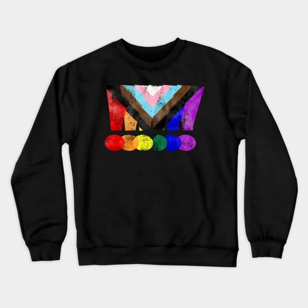 LGBTQ Progress Pride Grunge Exclamation Points Crewneck Sweatshirt by wheedesign